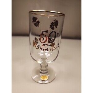 Stemmed Glass 22 Karat Lotus 50th Anniversary Cup 6" Gold O04